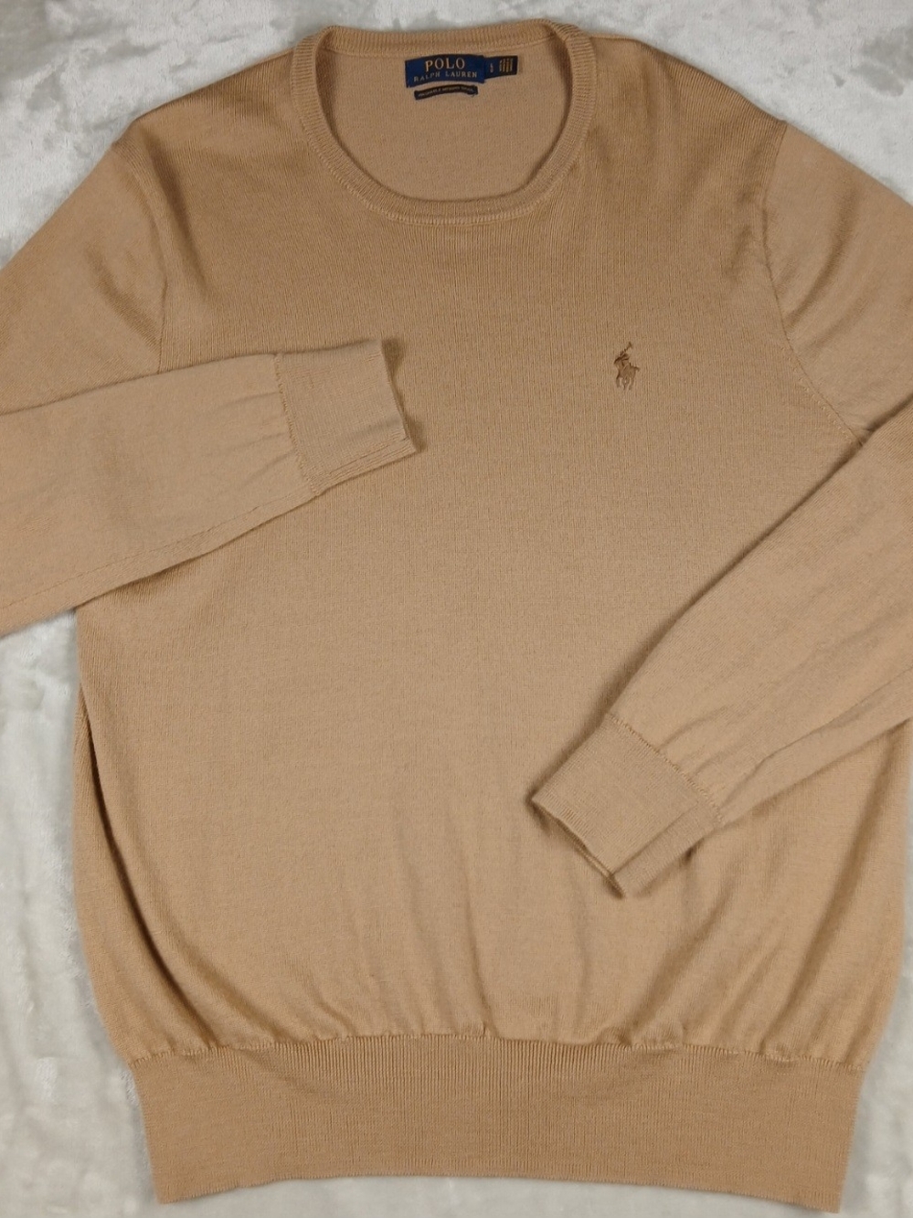 Polo Ralph Lauren Washable Merino Wool Crewneck Sweater L Men's Tan